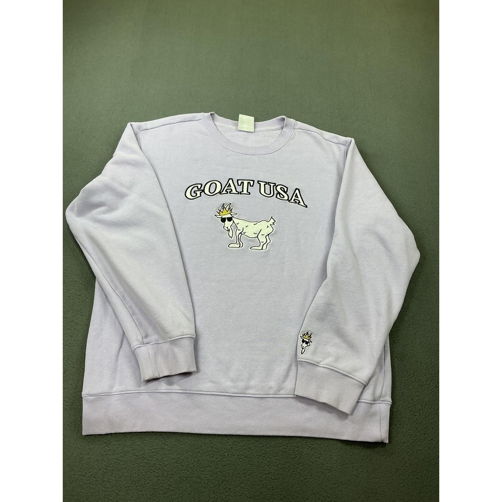 GOAT USA‎ Sweatshirt Mens XL Purple Crewneck Fleece Pullover Graphic Goat Logo